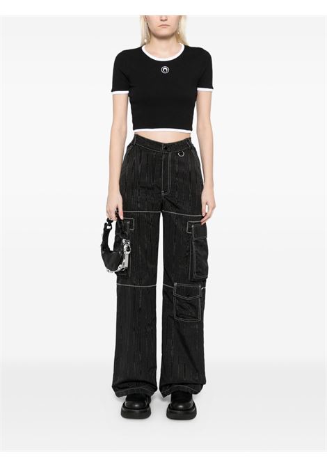 moon logo bicolor jersey ss cropped top MARINE SERRE | WTO087ACJER0008BK96